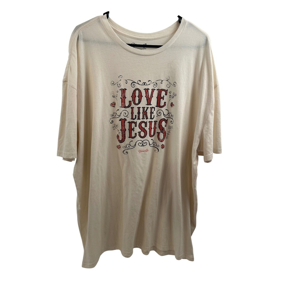 Blessed Girl Graphic Tee 3X Cream Love Like Jesus Short Sleeve Womens